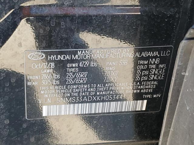 Photo 9 VIN: 5NMS33ADXKH053441 - HYUNDAI SANTA FE S 