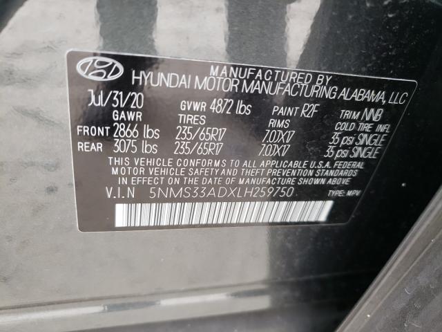 Photo 9 VIN: 5NMS33ADXLH259750 - HYUNDAI SANTA FE S 