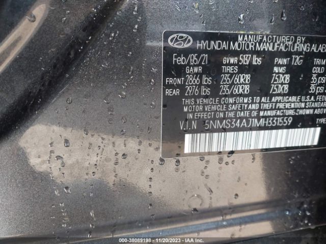 Photo 8 VIN: 5NMS34AJ1MH331559 - HYUNDAI SANTA FE 