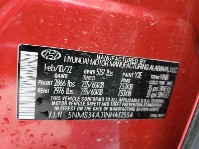 Photo 13 VIN: 5NMS34AJ1NH432554 - HYUNDAI SANTA FE S 