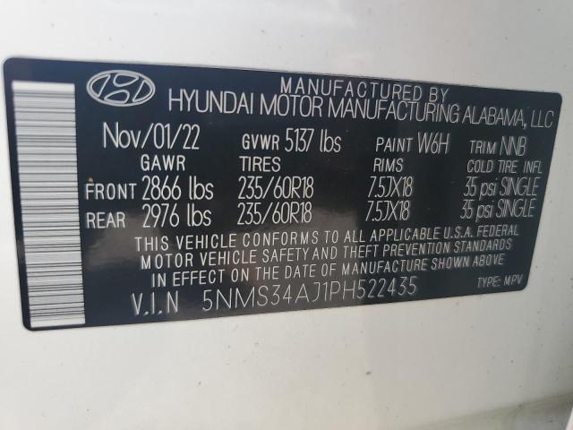 Photo 12 VIN: 5NMS34AJ1PH522435 - HYUNDAI SANTA FE 