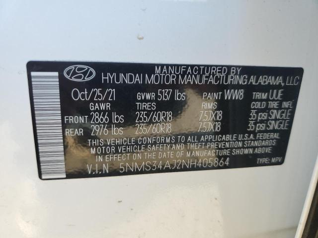 Photo 11 VIN: 5NMS34AJ2NH405864 - HYUNDAI SANTA FE S 