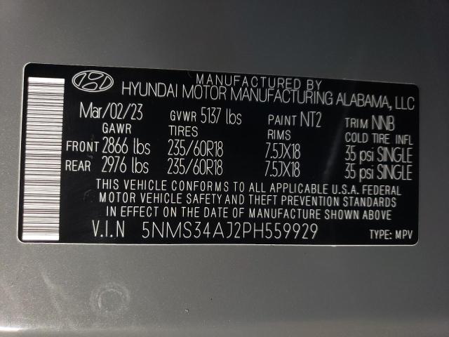 Photo 12 VIN: 5NMS34AJ2PH559929 - HYUNDAI SANTA FE S 