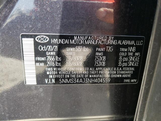 Photo 11 VIN: 5NMS34AJ3NH404559 - HYUNDAI SANTA FE S 