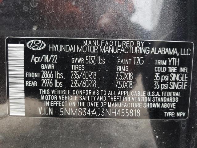 Photo 12 VIN: 5NMS34AJ3NH455818 - HYUNDAI SANTA FE S 