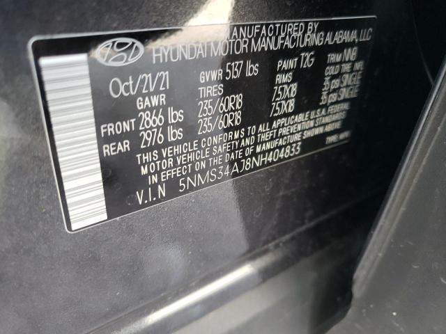 Photo 9 VIN: 5NMS34AJ8NH404833 - HYUNDAI SANTA FE S 