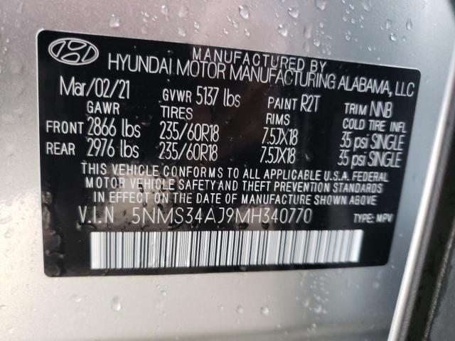 Photo 9 VIN: 5NMS34AJ9MH340770 - HYUNDAI SANTA FE S 