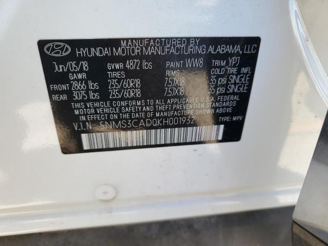 Photo 11 VIN: 5NMS3CAD0KH001932 - HYUNDAI SANTA FE S 