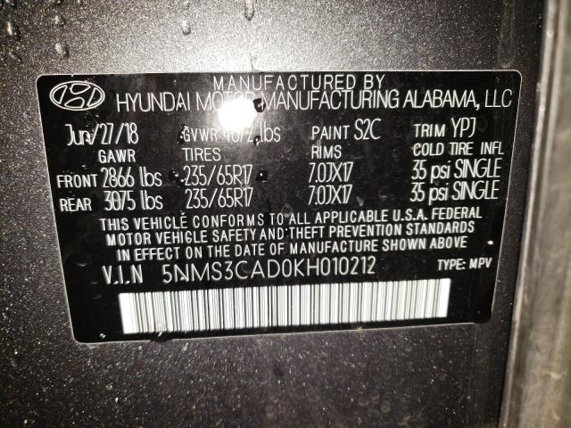 Photo 9 VIN: 5NMS3CAD0KH010212 - HYUNDAI SANTA FE S 