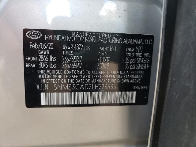 Photo 9 VIN: 5NMS3CAD2LH223535 - HYUNDAI SANTA FE S 