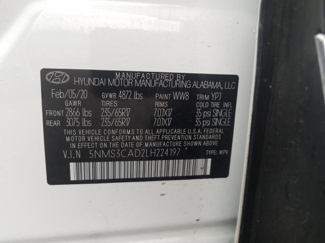 Photo 9 VIN: 5NMS3CAD2LH224197 - HYUNDAI SANTA FE S 