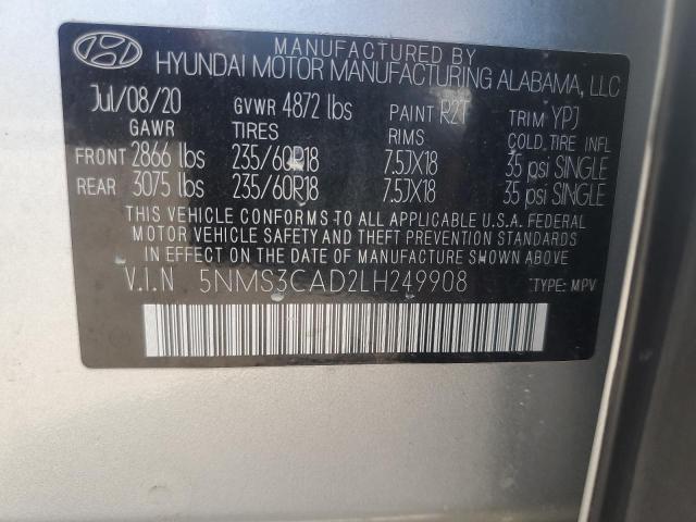 Photo 12 VIN: 5NMS3CAD2LH249908 - HYUNDAI SANTA FE S 