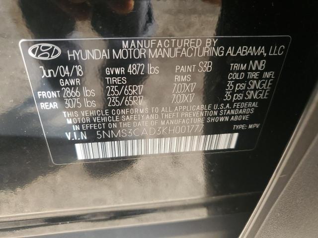 Photo 11 VIN: 5NMS3CAD3KH001777 - HYUNDAI SANTA FE S 