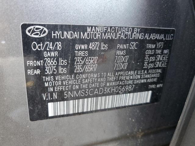 Photo 12 VIN: 5NMS3CAD3KH056987 - HYUNDAI SANTA FE S 