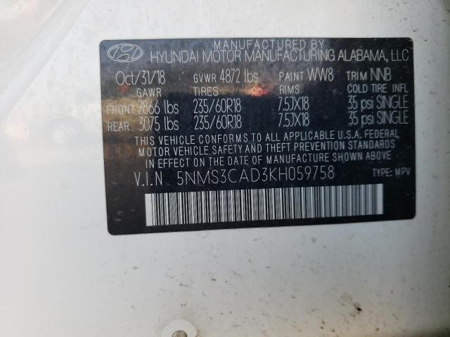 Photo 12 VIN: 5NMS3CAD3KH059758 - HYUNDAI SANTA FE S 