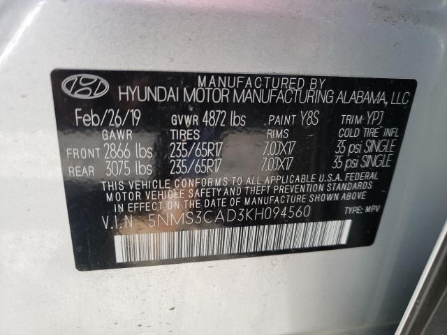 Photo 9 VIN: 5NMS3CAD3KH094560 - HYUNDAI SANTA FE S 