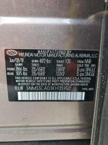 Photo 9 VIN: 5NMS3CAD3KH135950 - HYUNDAI SANTA FE S 