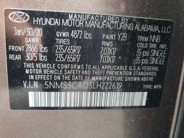 Photo 12 VIN: 5NMS3CAD3LH222619 - HYUNDAI SANTA FE S 