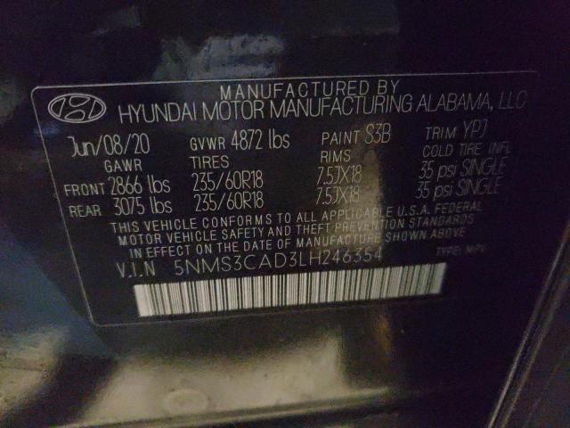 Photo 9 VIN: 5NMS3CAD3LH246354 - HYUNDAI SANTA FE S 