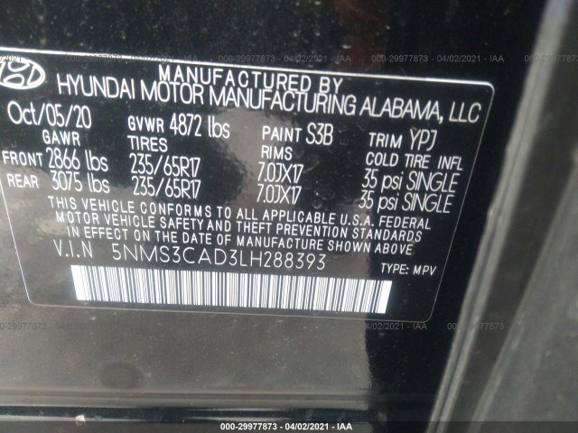 Photo 8 VIN: 5NMS3CAD3LH288393 - HYUNDAI SANTA FE 