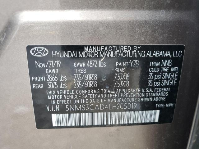 Photo 12 VIN: 5NMS3CAD4LH205019 - HYUNDAI SANTA FE S 