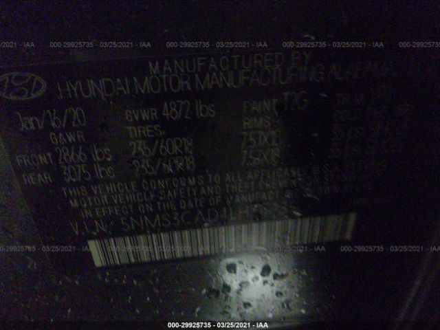 Photo 8 VIN: 5NMS3CAD4LH217235 - HYUNDAI SANTA FE 