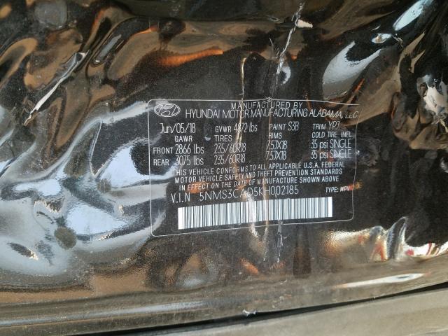 Photo 9 VIN: 5NMS3CAD5KH002185 - HYUNDAI SANTA FE S 