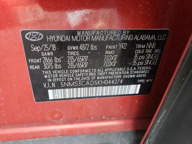 Photo 12 VIN: 5NMS3CAD5KH044274 - HYUNDAI SANTA FE S 