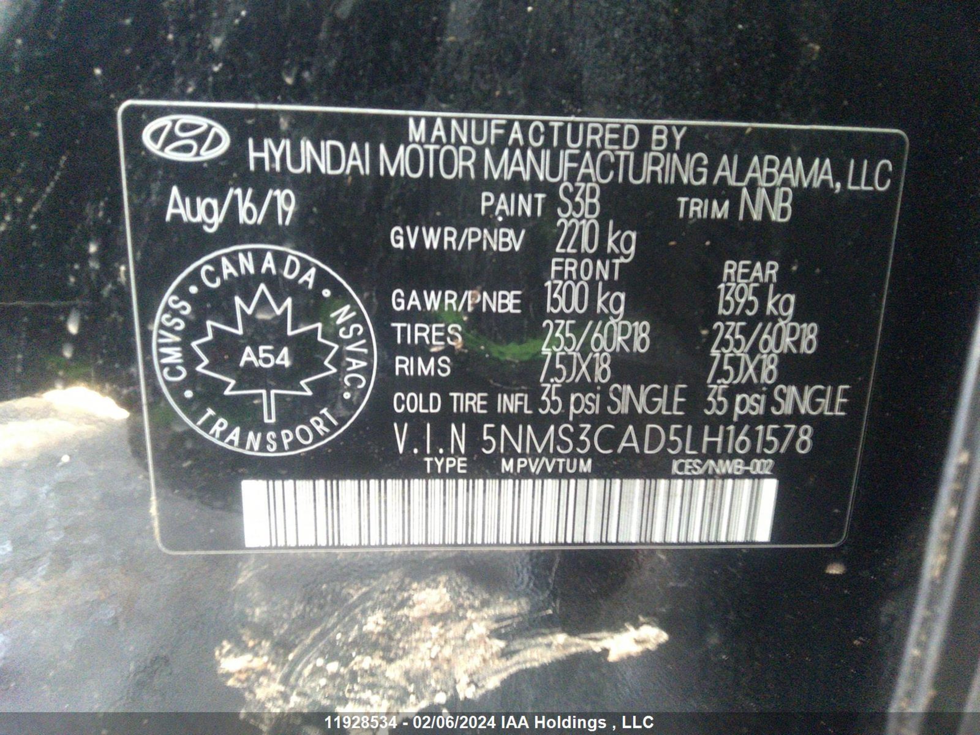 Photo 8 VIN: 5NMS3CAD5LH161578 - HYUNDAI SANTA FE 