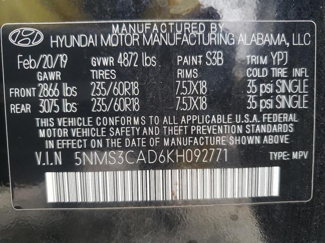 Photo 12 VIN: 5NMS3CAD6KH092771 - HYUNDAI SANTA FE S 