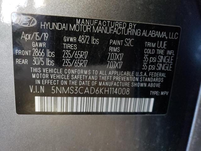 Photo 13 VIN: 5NMS3CAD6KH114008 - HYUNDAI SANTA FE S 