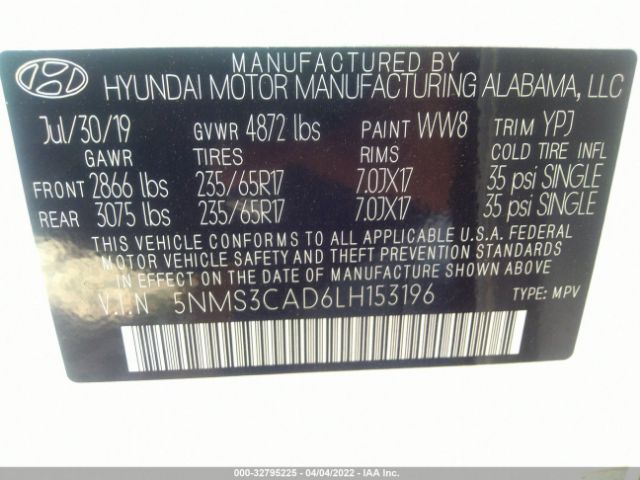 Photo 8 VIN: 5NMS3CAD6LH153196 - HYUNDAI SANTA FE 