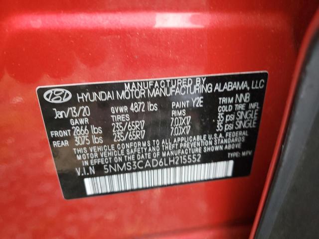 Photo 12 VIN: 5NMS3CAD6LH215552 - HYUNDAI SANTA FE S 