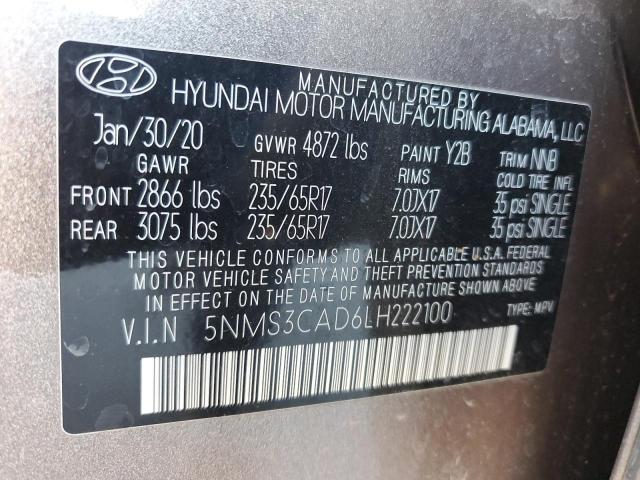 Photo 11 VIN: 5NMS3CAD6LH222100 - HYUNDAI SANTA FE S 