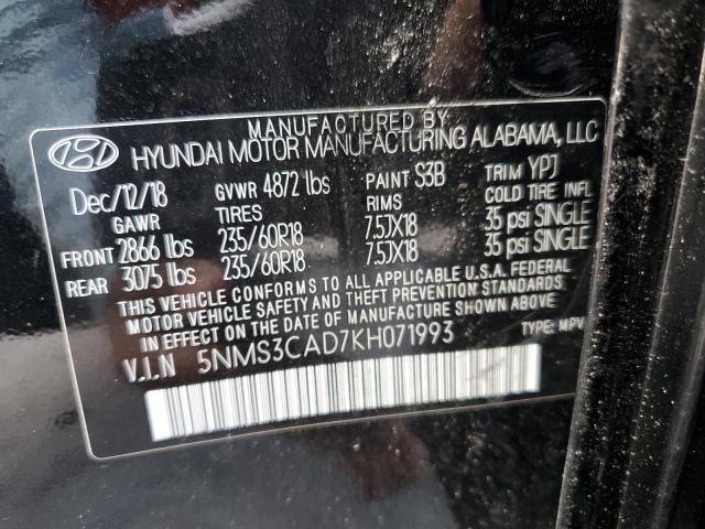 Photo 9 VIN: 5NMS3CAD7KH071993 - HYUNDAI SANTA FE S 