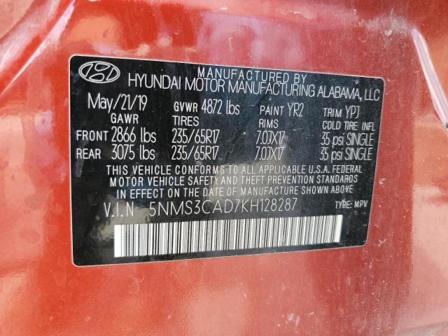 Photo 12 VIN: 5NMS3CAD7KH128287 - HYUNDAI SANTA FE S 