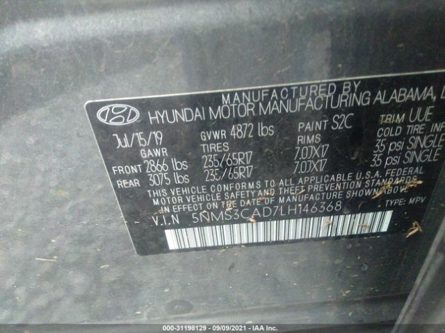 Photo 8 VIN: 5NMS3CAD7LH146368 - HYUNDAI SANTA FE 