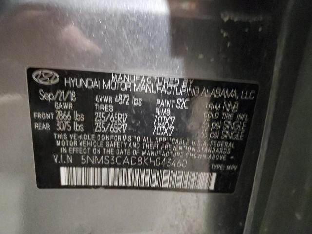 Photo 12 VIN: 5NMS3CAD8KH043460 - HYUNDAI SANTA FE S 