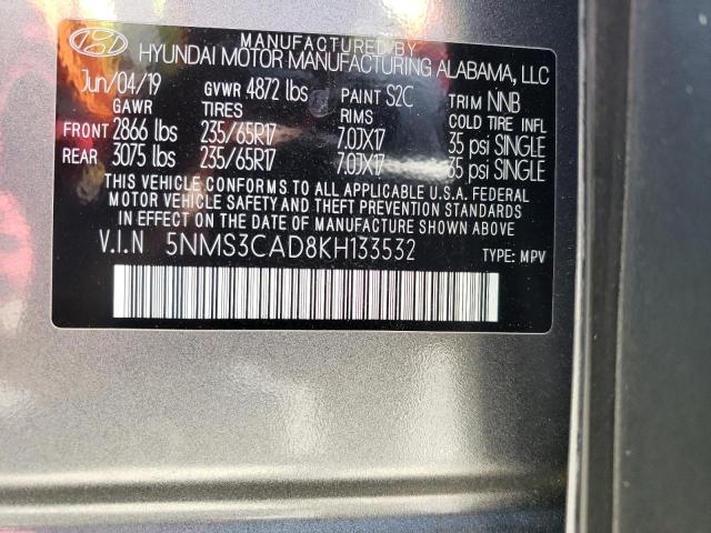 Photo 9 VIN: 5NMS3CAD8KH133532 - HYUNDAI SANTA FE S 