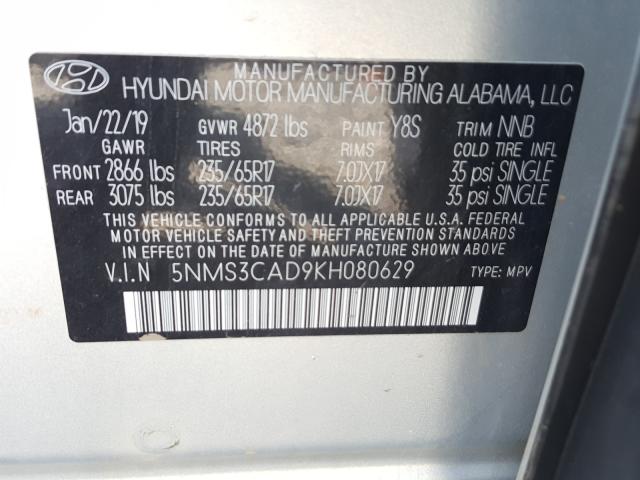 Photo 9 VIN: 5NMS3CAD9KH080629 - HYUNDAI SANTA FE S 