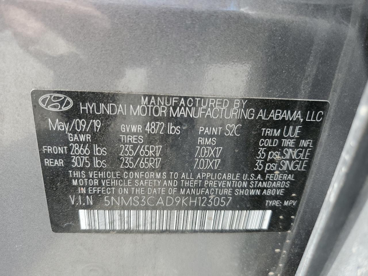 Photo 13 VIN: 5NMS3CAD9KH123057 - HYUNDAI SANTA FE 