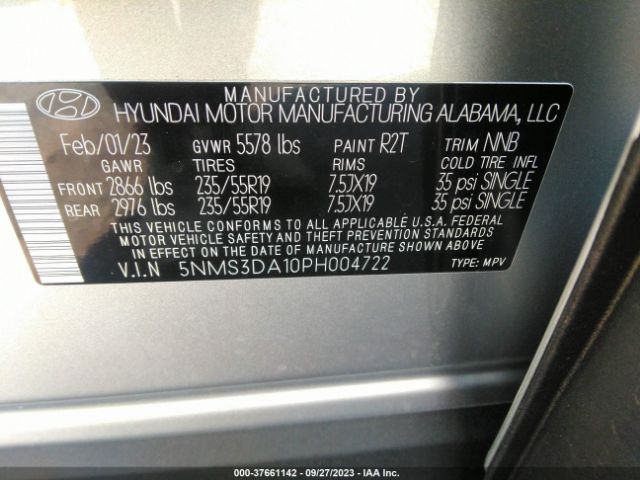 Photo 8 VIN: 5NMS3DA10PH004722 - HYUNDAI SANTA FE HYBRID 