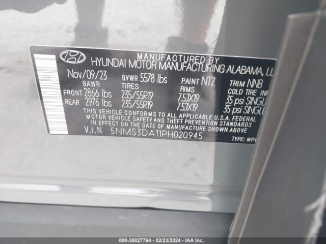 Photo 8 VIN: 5NMS3DA11PH020945 - HYUNDAI SANTA FE HYBRID 