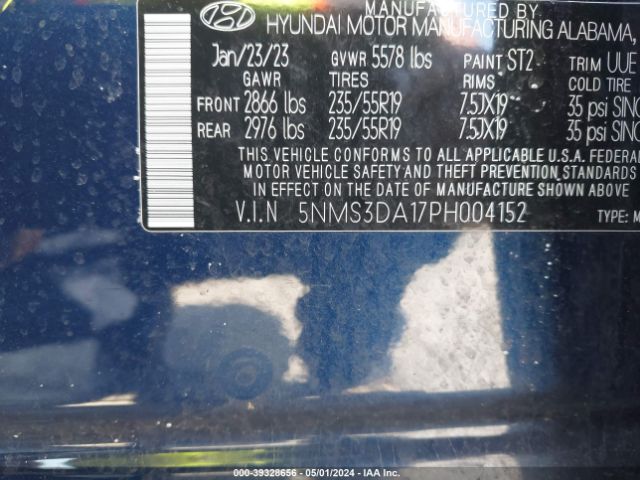 Photo 8 VIN: 5NMS3DA17PH004152 - HYUNDAI SANTA FE HYBRID 