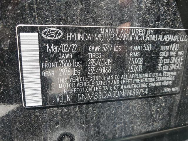 Photo 11 VIN: 5NMS3DAJ0NH439754 - HYUNDAI SANTA FE 