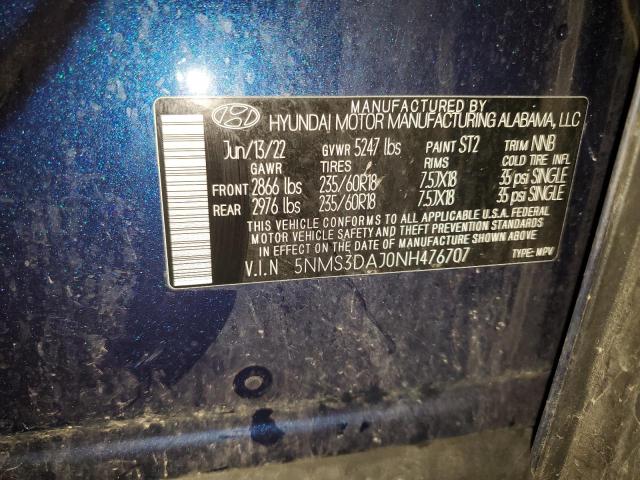 Photo 12 VIN: 5NMS3DAJ0NH476707 - HYUNDAI SANTA FE S 