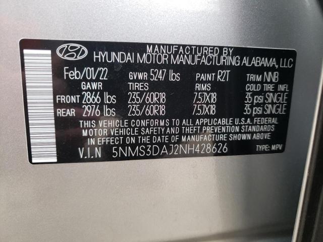 Photo 9 VIN: 5NMS3DAJ2NH428626 - HYUNDAI SANTA FE S 