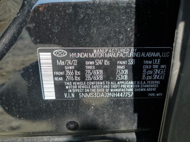 Photo 12 VIN: 5NMS3DAJ2NH447757 - HYUNDAI SANTA FE S 