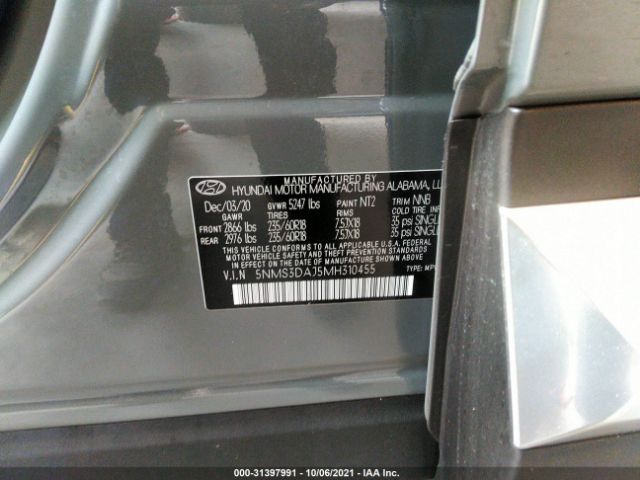 Photo 8 VIN: 5NMS3DAJ5MH310455 - HYUNDAI SANTA FE 