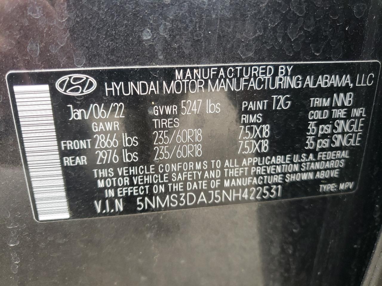 Photo 13 VIN: 5NMS3DAJ5NH422531 - HYUNDAI SANTA FE 